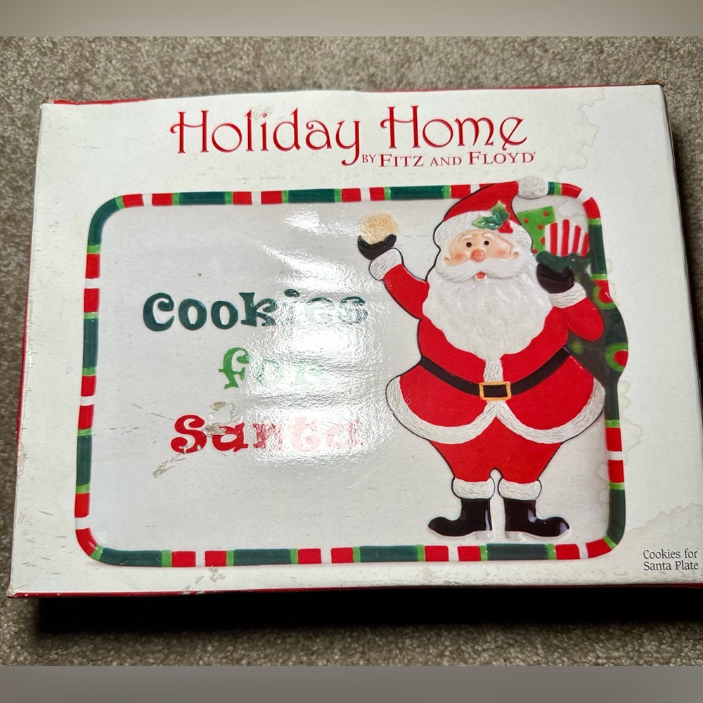 Vintage in box Fitz and Floyd Holiday Home Cookies for Santa plate